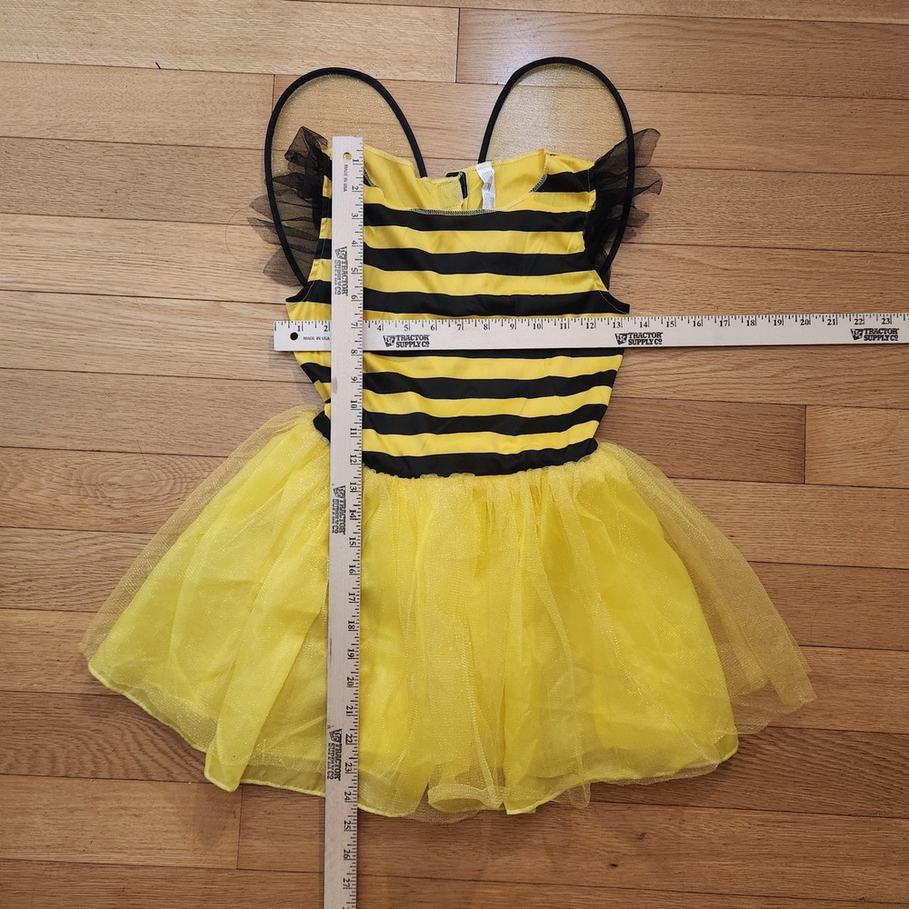 Kids Bumble Bee Costume Dress W Wings Striped‎ Halloween Cosplay Outfit Size 7-8 - Picture 4 of 7